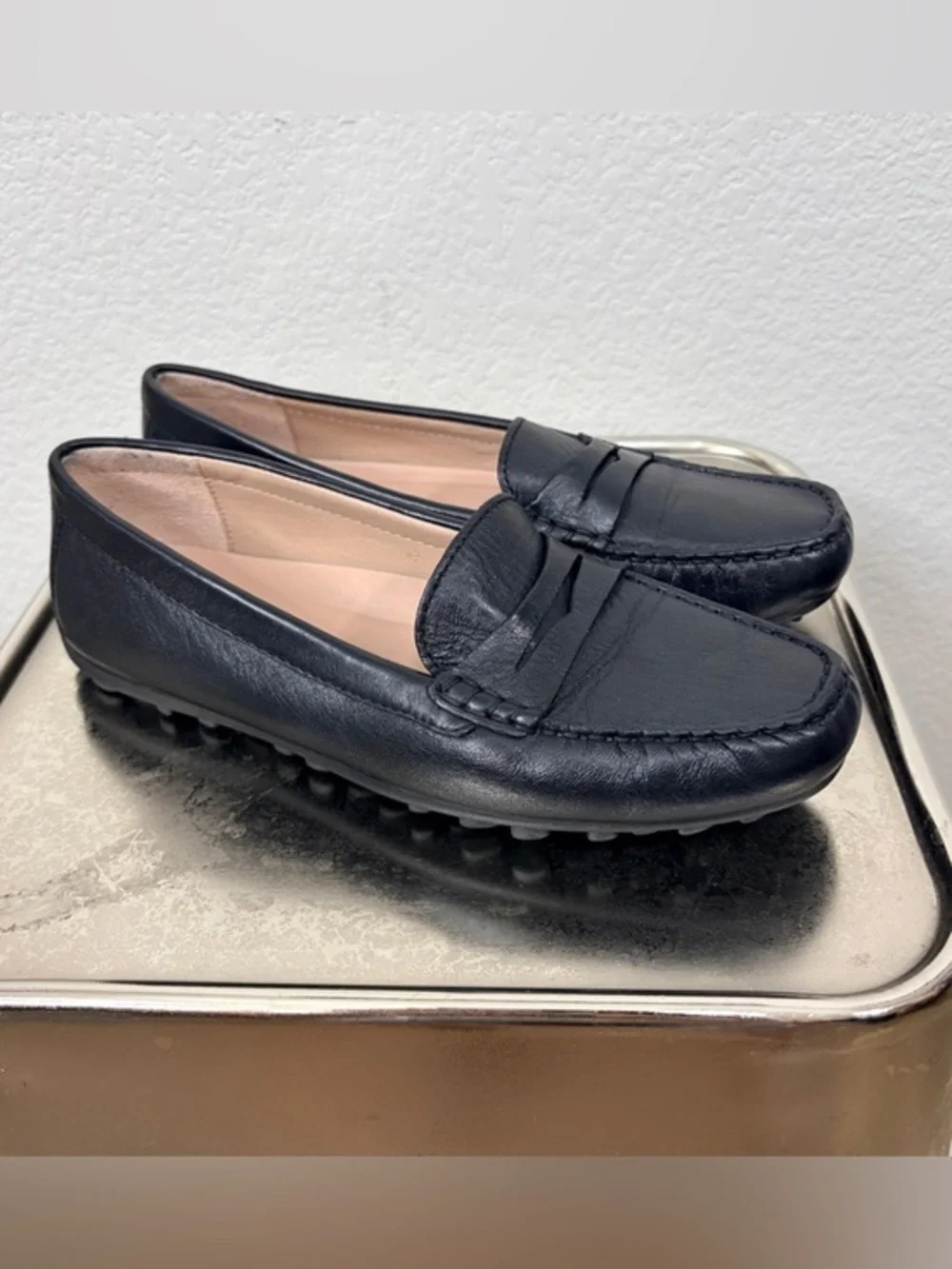 ECCO Classic Driving Shoe Black Leather Penny Loafers - Women 6 NEW W/O TAGS